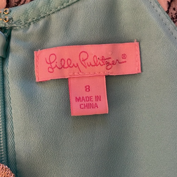 Lilly Pulitzer Pearl Seaside Aqua Metallic Gold Lace Shift Dress - Picture 3 of 7